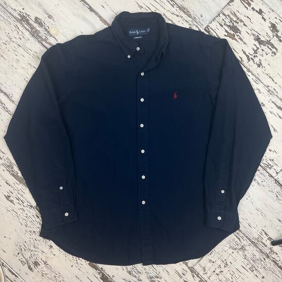 Ralph Lauren Button Down Shirt men’s XL classic fit, navy blue, long sleeve - Picture 1 of 3